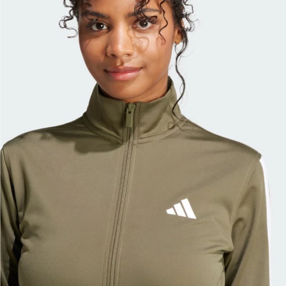 Adidas TRICOT 3-STRIPES TRACK JACKET in Olive Strata/White, Women’s Size S, NWT - Picture 5 of 9